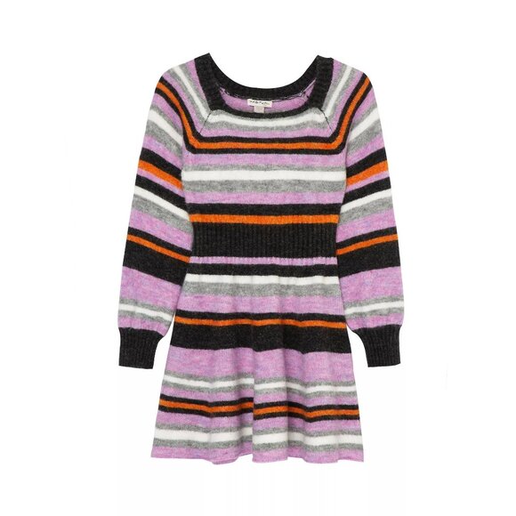 Habitual Kids Multi Stripe Fit & Flare Sweater Dress in Purple - Picture 2 of 4